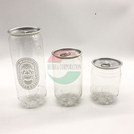 250ml Cylinder Transparent Plastic Soft Drink Cans With Lid SGS FDA QS