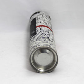 Stretch Tin Lid Silver Stamping Kraft Paper Tube Packaging , Wine Paper Cans , Customised Printting