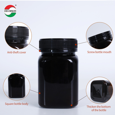 Black Custom Food Grade Airtight Plastic PET Jar Sealed with Aluminum Gasket for Dried Fruit Snack Chocolate Honey