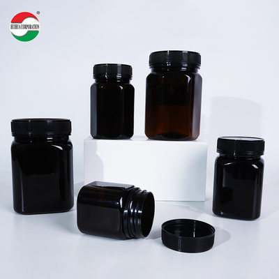 Black Custom Food Grade Airtight Plastic PET Jar Sealed with Aluminum Gasket for Dried Fruit Snack Chocolate Honey