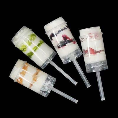 Food Grade Custom Push Pop Cake PET Tube Plastic Packaging Sushi Push Pop Container Cylinder Push Up Tube Packing