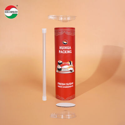 Eco-friendly Push Pop up Food Paper Tube Canister Container for Sushi with Pipe Easy to Take Cylinder Packaging Pop up Tube