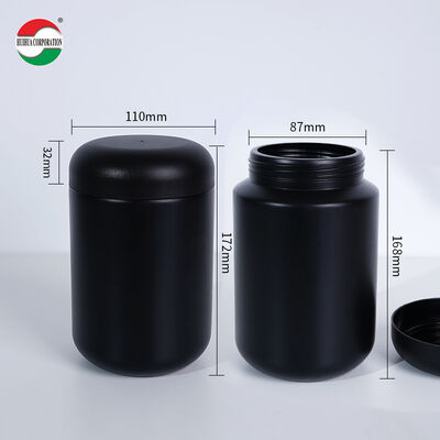 Factory Price Cosmetic Food Packaging Black HDPE Protein Powder Container Jar With Screw Cap