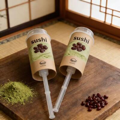 Food Grade Eco Friendly PP Plastic to Go Sushi Paper Roll Push up pop Tube Packaging Shooter Cup Cylinder Container with Lid