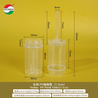 Custom New Design Sushi Push Pop up Food Grade PP Plastic Tube Packaging for Cake Jelly Container