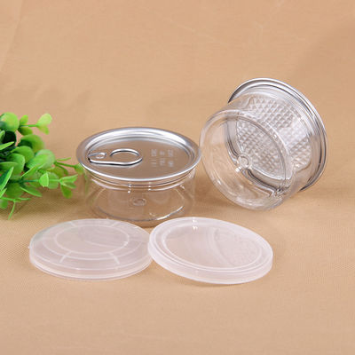 Food Grade Plastic PET Beveragel Pop Top Can Bottle with Easy Open Aluminum Lid 100ml Clear Plastic Nuts Candy Cans