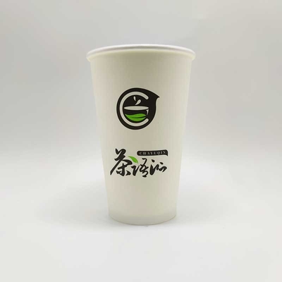 Disposable Custom Logo Printed PE / PLA Coated Coffee Juice Paper Cup With Lid