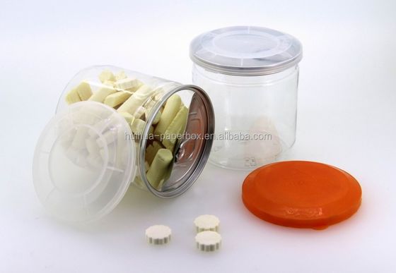 HUIHUA Manufacturer Custom POP Can For Food Packing. 300ml 350ml 400ml 450ml 500ml 550ml PET Tuna Can Plastic Jar With Easy Open Aluminum Lid