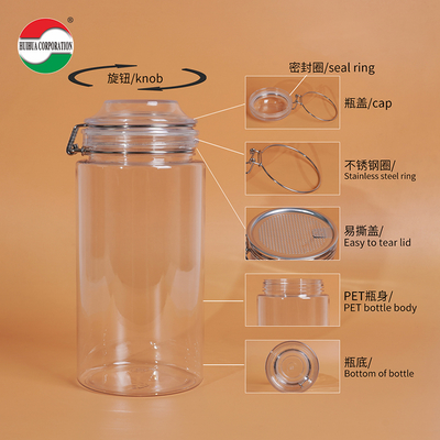 1660ML Transparent PET Bottle Plastic Jars For Food Clear Plastic Cylinder Sealed Jars For Sustainable And Eco-Friendly Packaging
