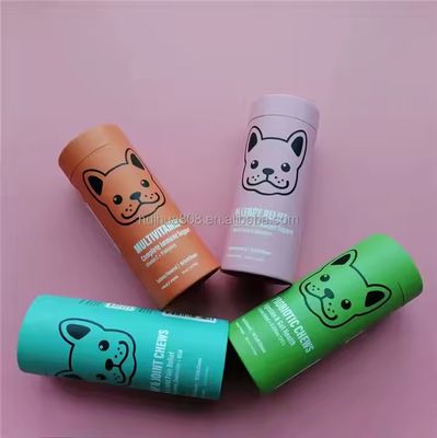 맞춤형 인쇄 크라프트 복합 종이 캔 PET 강아지 고양이 간식 식품 종이 튜브 포장 플라스틱 사탕 공예 초콜릿