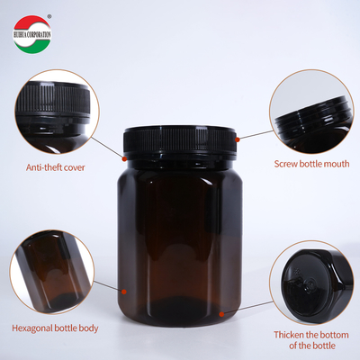 Black Custom Food Grade Airtight Plastic PET Jar Sealed with Aluminum Gasket for Dried Fruit Snack Chocolate Honey