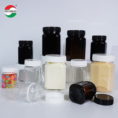Black Custom Food Grade Airtight Plastic PET Jar Sealed with Aluminum Gasket for Dried Fruit Snack Chocolate Honey