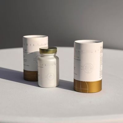 High-End Food Grade Supplement Collagen Capsules Paper Tube Packaging White Cardboard Paper Canister for Nutrition Vitamin