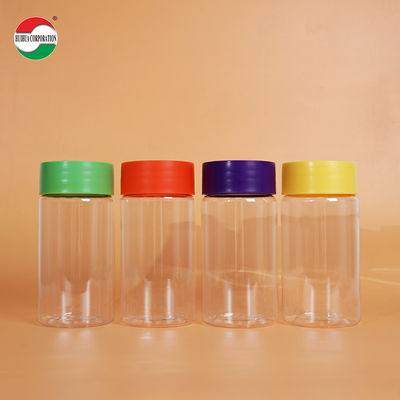 Eco-Friendly Food Grade Round PET Plastic Bottle with Color Screw Lid for Capsule Gummy Walnut Candy