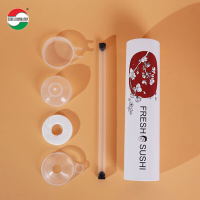 Eco-friendly Push Pop up Sushi Food Paper Tube Canister Container with Pipe and Foam No Leaking Easy to Take Cylinder Packaging