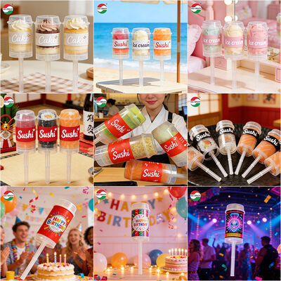 경제적인 식품급 수시 푸시 팝업 플라스틱 튜브 커스텀 신디자인 PP 플라스틱 병 케이크 젤리 포장