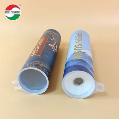 Custom Eco-Friendly Food Grade Craft Paper Sushi Push Pop Roll Packaging Cylinder Take-away Sushi Roll Tubes Hot Stamping Logo