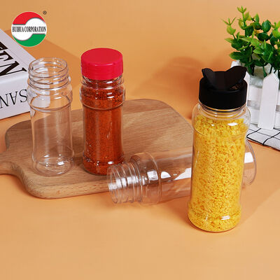 Salt Pepper Chili Cookie Seasoning Cylinder Container Screw Cap PET Plastic Spice Jar with Screen Printing for Cookware