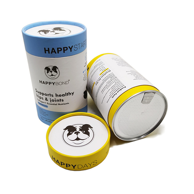 Custom Airtight Cat Dog Treats Paper Cans Packaging CMYK Printing